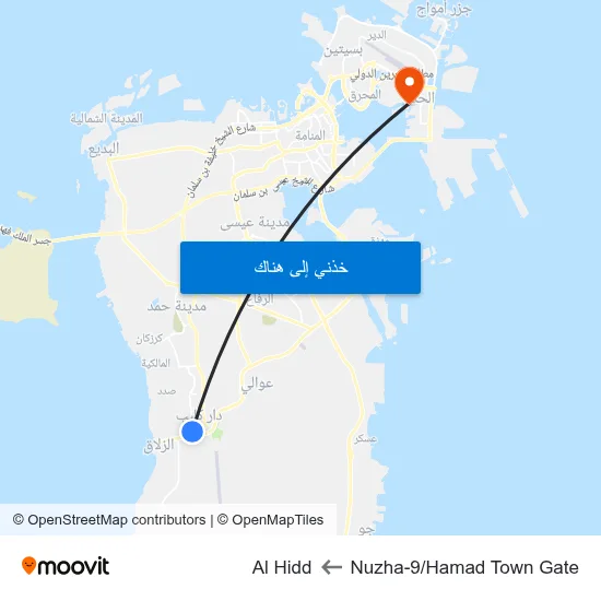 Nuzha-9/Hamad Town Gate to Al Hidd map