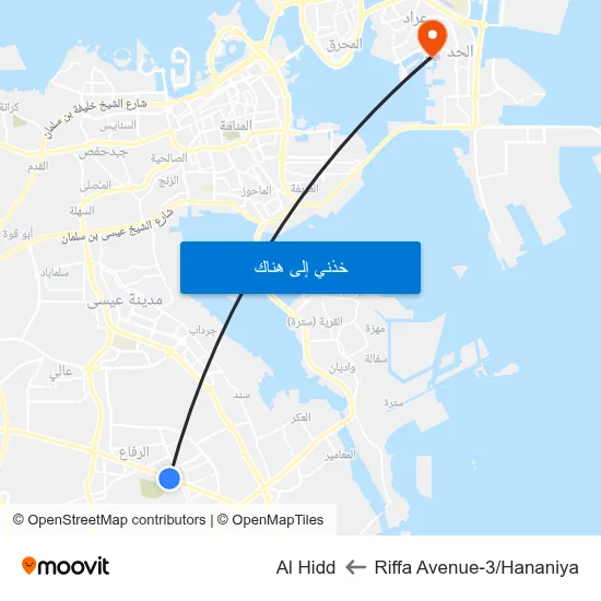 Riffa Avenue-3/Hananiya to Al Hidd map
