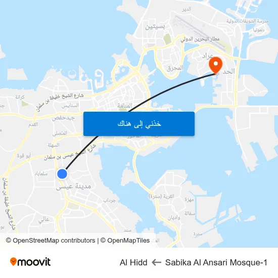 Sabika Al Ansari Mosque-1 to Al Hidd map