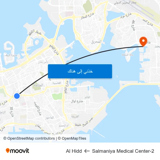 Salmaniya Medical Center-2 to Al Hidd map