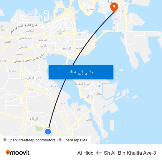 Sh Ali Bin Khalifa Ave-3 to Al Hidd map