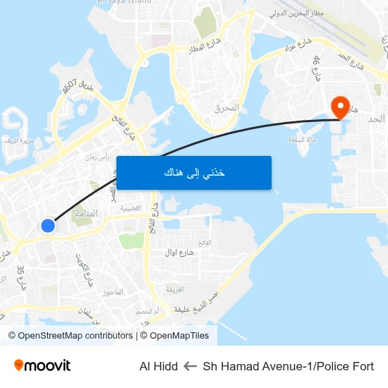 Sh Hamad Avenue-1/Police Fort to Al Hidd map
