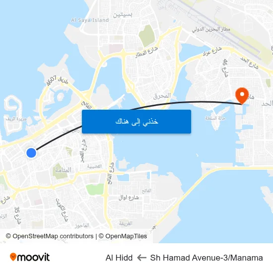 Sh Hamad Avenue-3/Manama to Al Hidd map