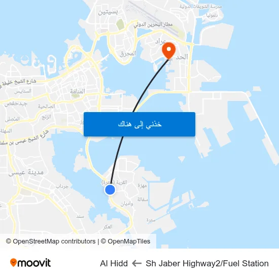 Sh Jaber Highway2/Fuel Station to Al Hidd map