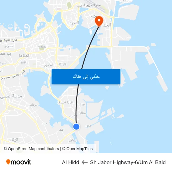 Sh Jaber Highway-6/Um Al Baid to Al Hidd map