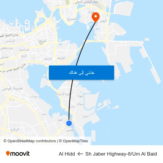 Sh Jaber Highway-8/Um Al Baid to Al Hidd map