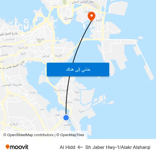 Sh Jaber Hwy-1/Alakr Alsharqi to Al Hidd map