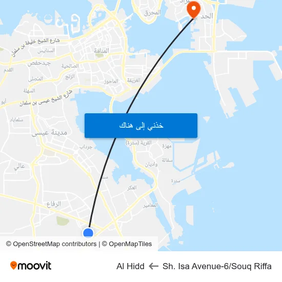 Sh. Isa Avenue-6/Souq Riffa to Al Hidd map