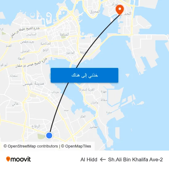 Sh.Ali Bin Khalifa Ave-2 to Al Hidd map