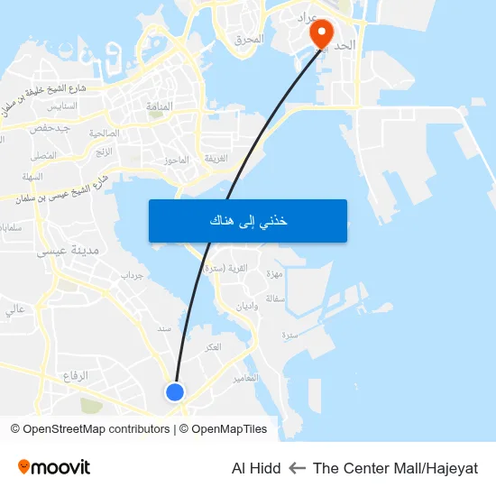 The Center Mall/Hajeyat to Al Hidd map