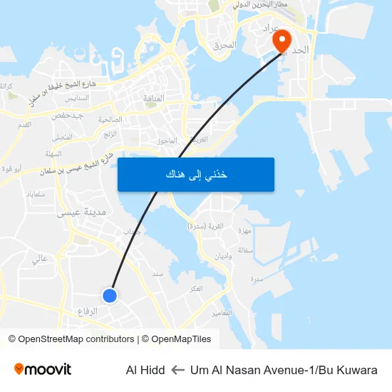 Um Al Nasan Avenue-1/Bu Kuwara to Al Hidd map