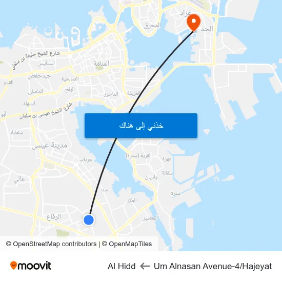 Um Alnasan Avenue-4/Hajeyat to Al Hidd map