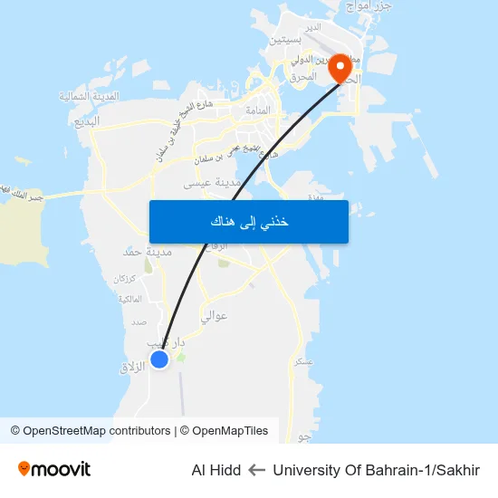University Of Bahrain-1/Sakhir to Al Hidd map