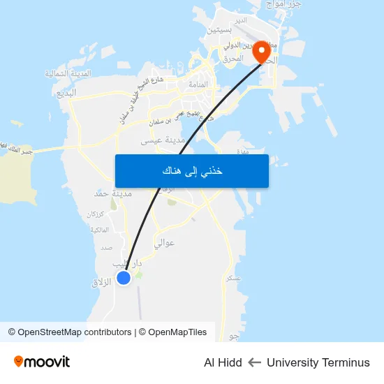 University Terminus to Al Hidd map
