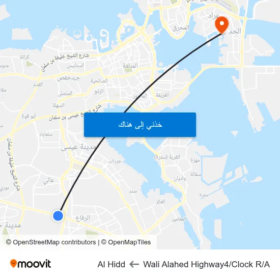 Wali Alahed Highway4/Clock R/A to Al Hidd map