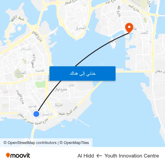 Youth Innovation Centre to Al Hidd map