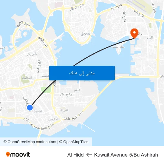 Kuwait Avenue-5/Bu Ashirah to Al Hidd map