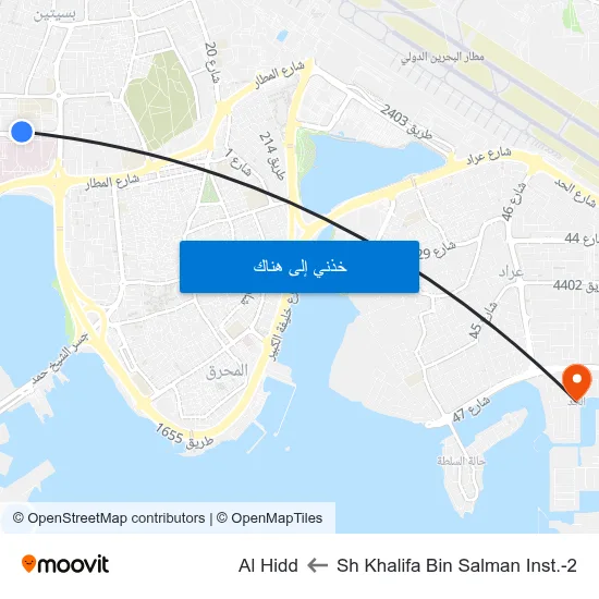 Sh Khalifa Bin Salman Inst.-2 to Al Hidd map