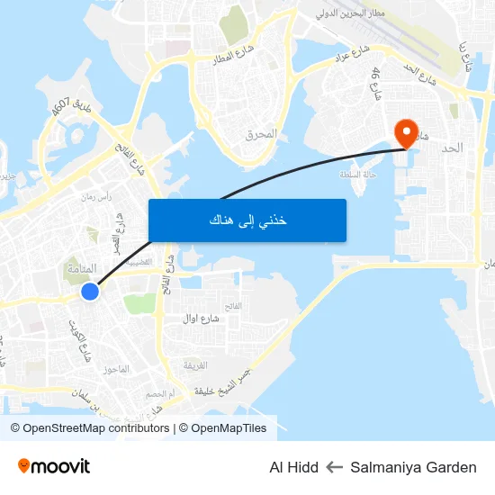 Salmaniya Garden to Al Hidd map