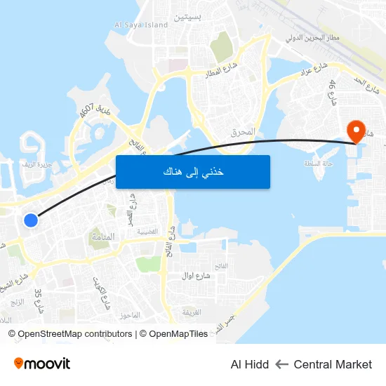 Central Market to Al Hidd map