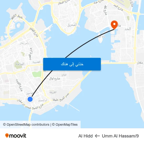 Umm Al Hassam/9 to Al Hidd map