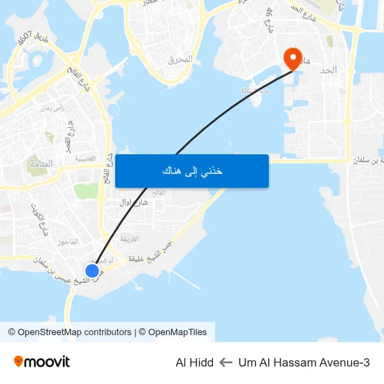 Um Al Hassam Avenue-3 to Al Hidd map