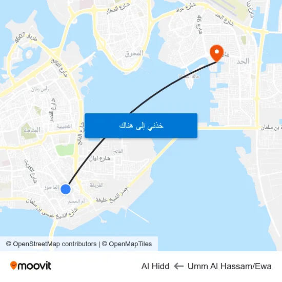 Umm Al Hassam/Ewa to Al Hidd map
