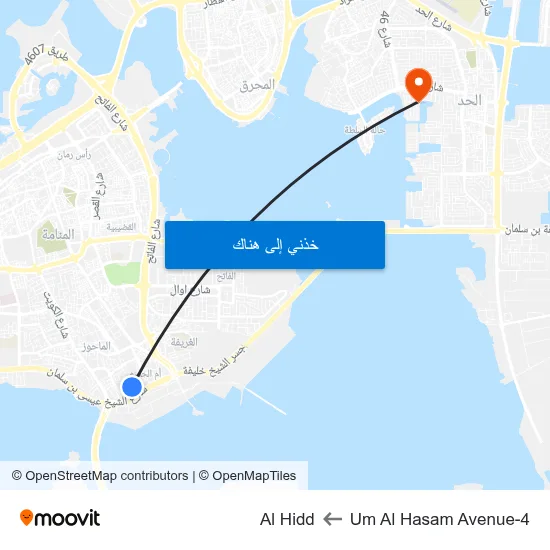 Um Al Hasam Avenue-4 to Al Hidd map