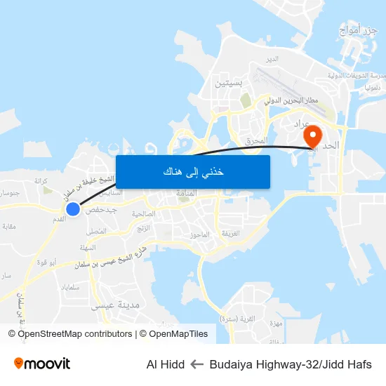 Budaiya Highway-32/Jidd Hafs to Al Hidd map