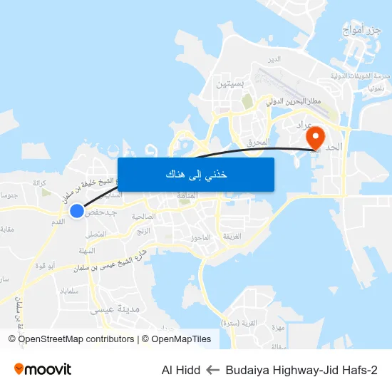 Budaiya Highway-Jid Hafs-2 to Al Hidd map