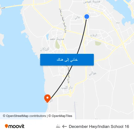 16 December Hwy/Indian School to سَنَد map