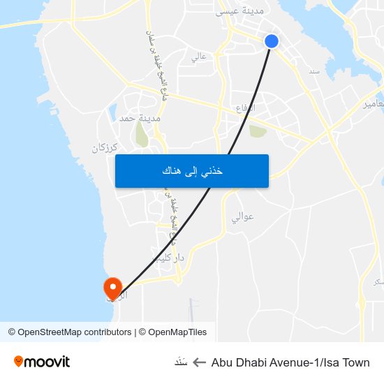 Abu Dhabi Avenue-1/Isa Town to سَنَد map