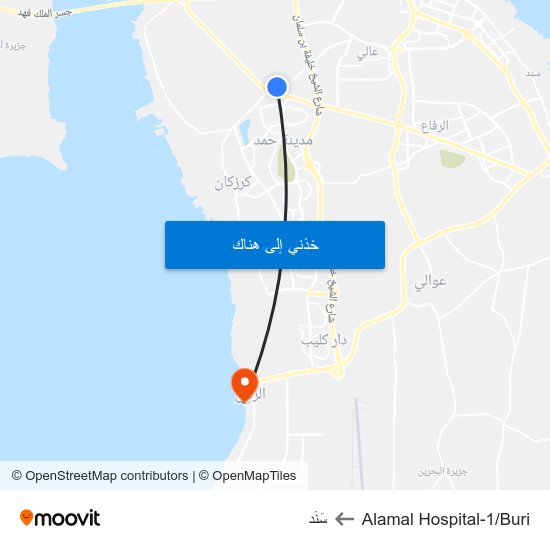 Alamal Hospital-1/Buri to سَنَد map