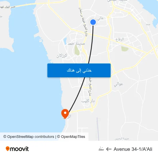 Avenue 34-1/A'Ali to سَنَد map