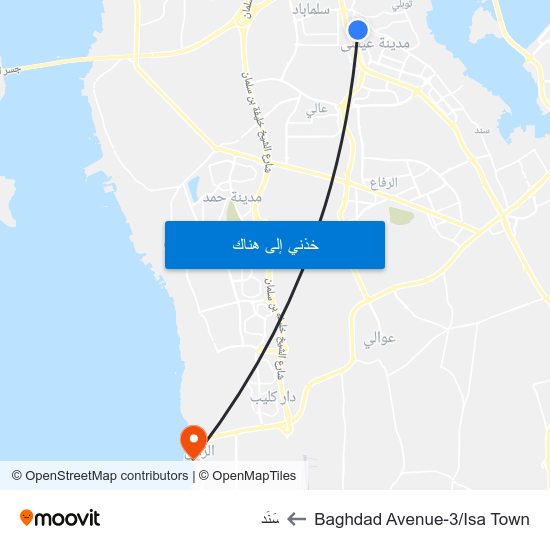Baghdad Avenue-3/Isa Town to سَنَد map