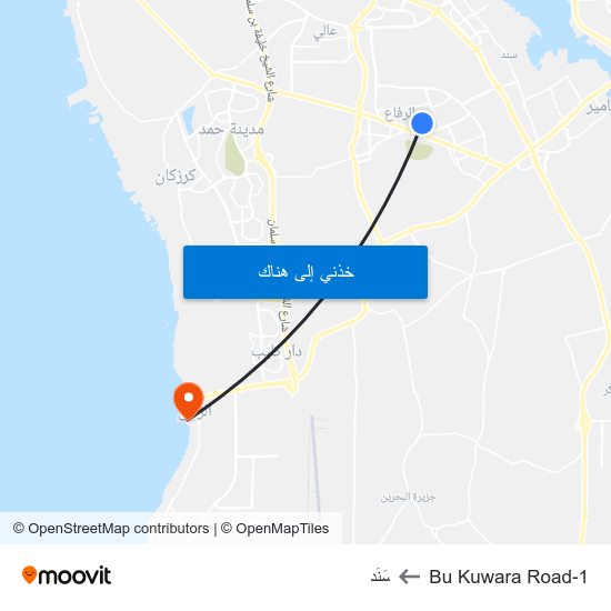 Bu Kuwara Road-1 to سَنَد map