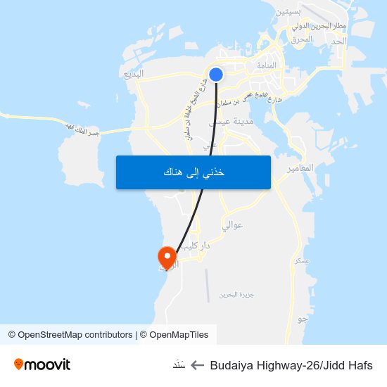 Budaiya Highway-26/Jidd Hafs to سَنَد map