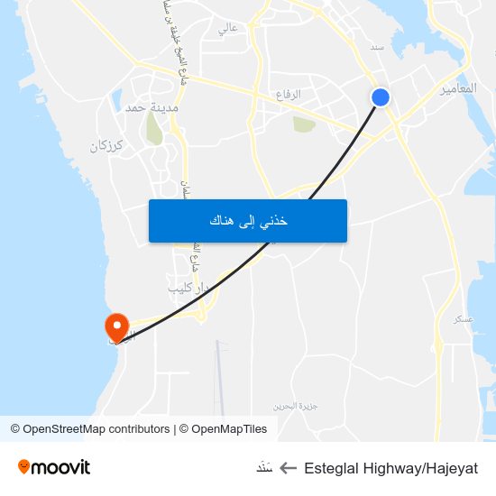 Esteglal Highway/Hajeyat to سَنَد map