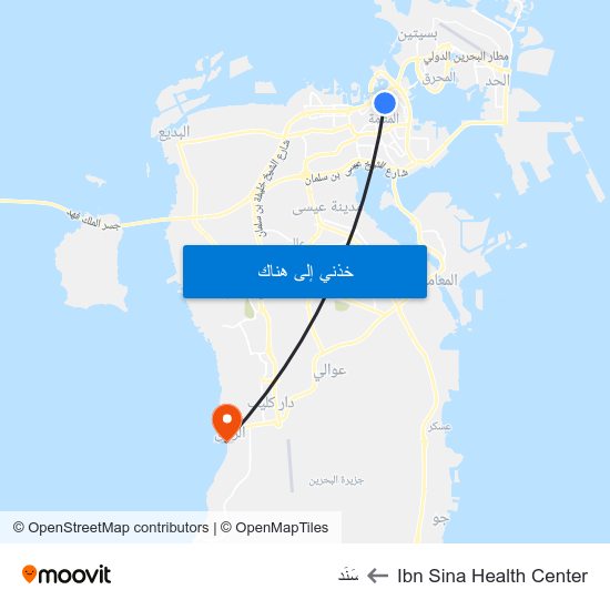 Ibn Sina Health Center to سَنَد map