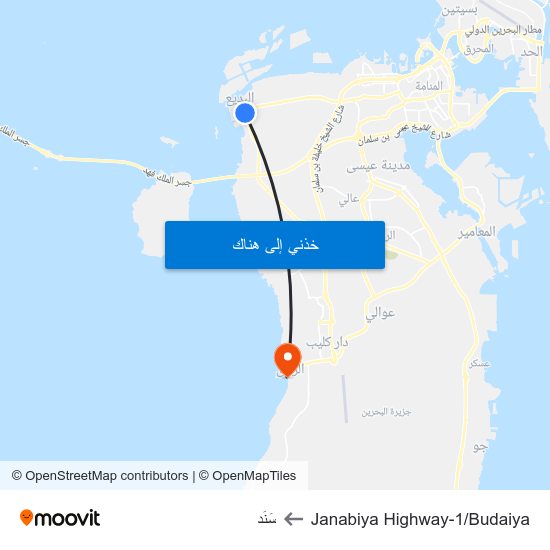 Janabiya Highway-1/Budaiya to سَنَد map