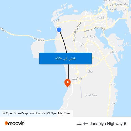 Janabiya Highway-5 to سَنَد map