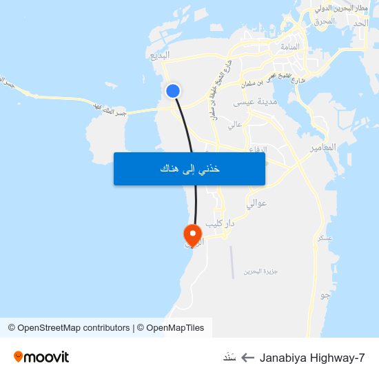 Janabiya Highway-7 to سَنَد map