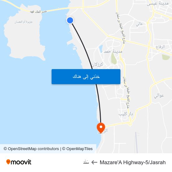 Mazare'A Highway-5/Jasrah to سَنَد map
