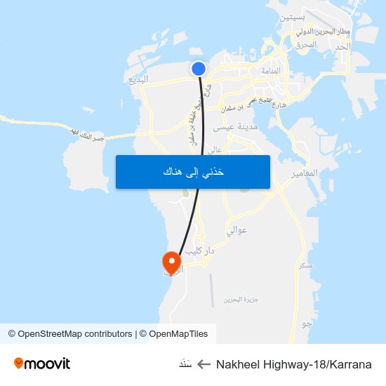 Nakheel Highway-18/Karrana to سَنَد map
