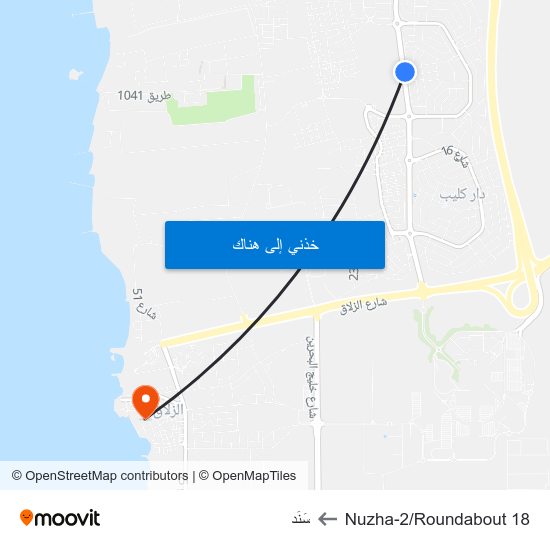 Nuzha-2/Roundabout 18 to سَنَد map