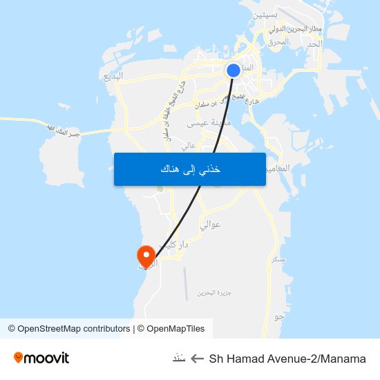 Sh Hamad Avenue-2/Manama to سَنَد map
