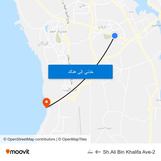 Sh.Ali Bin Khalifa Ave-2 to سَنَد map