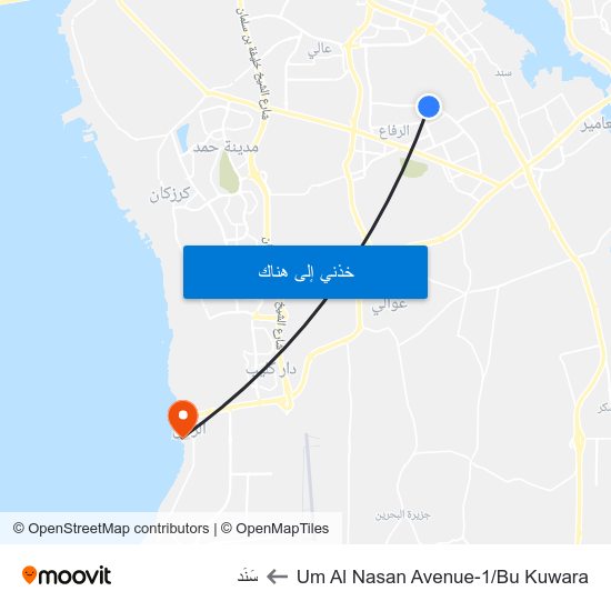 Um Al Nasan Avenue-1/Bu Kuwara to سَنَد map