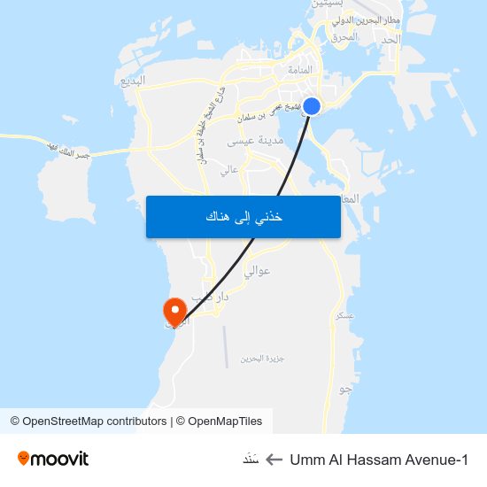 Umm Al Hassam Avenue-1 to سَنَد map