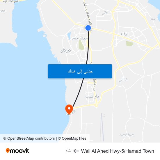 Wali Al Ahed Hwy-5/Hamad Town to سَنَد map